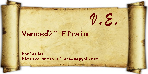 Vancsó Efraim névjegykártya